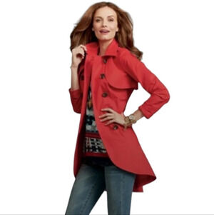 Cabi Poppy Red Convertible Trench / Military Coat Pockets Style 334 Size 10